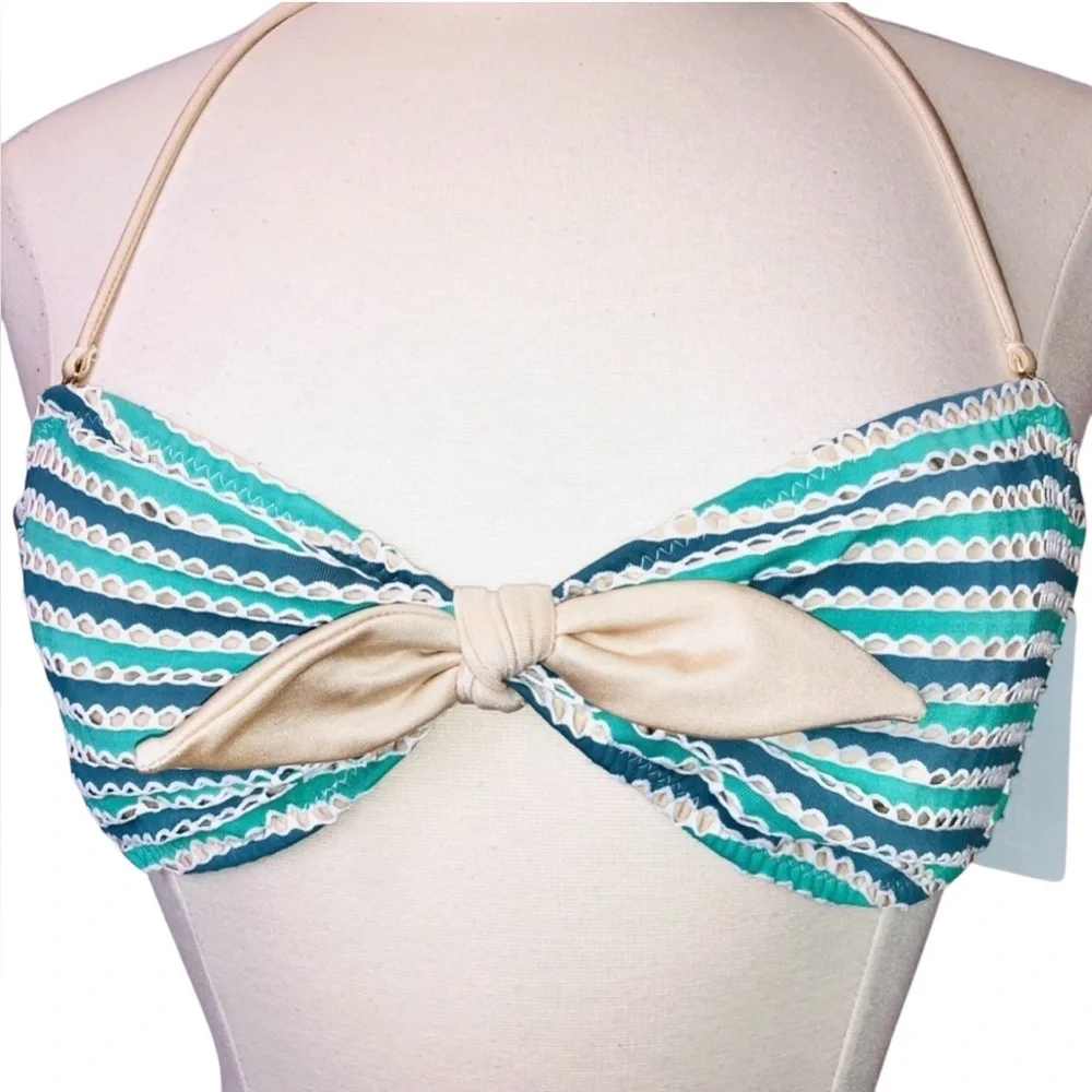 NWT Eberjey Lola Sandy Sea Green/Blue Bikini Top M